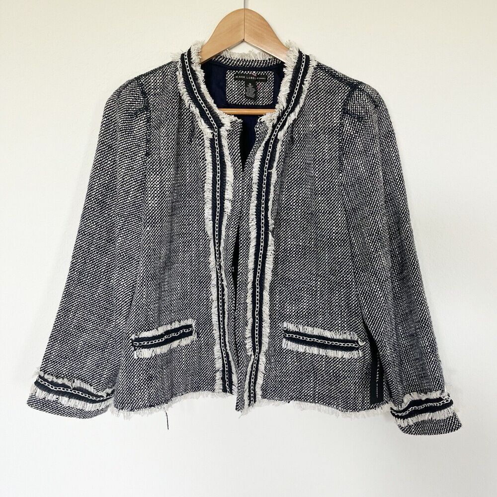 Nwt Chicos Tweed Blazer Jacket Navy Blue Medium